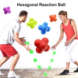 1/3PCS Hexagon Reaction Ball Rubber Reaction Bounce Ball Hand-Eye Coordination Speed Reflex Trainer for Garden Family Gatherings
