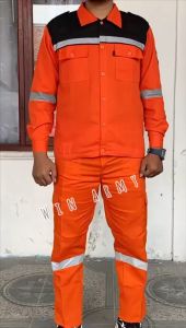 Seragam Safety Tangan Panjang Kombinasi Satu Set - Seragam Proyek - Seragam Lapangan Skotlet - Wearpack Atasan - Katelpak Atasan Panjang