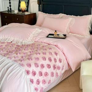 Stereoscopic Rose Lace Custom Bedding Set 4-Piece