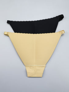 One-Piece Bikini Bottom Womens Low-Waist T-Panties Boost Hip Push up Butt Pad Seamless Cotton Elastic Fiber Underwear