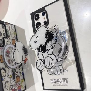 Snoopy Cartoon Acrylic Phone Case Magnetic Absorption Transparent Protective Shell for Samsung S26Ultra S25Ultra S24Ultra S23Ultra