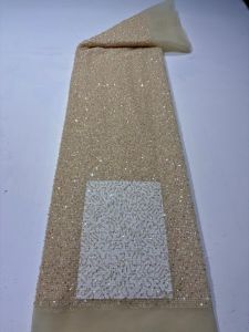 OLEVO | French Embroidery Beaded Tulle Lace Fabric 2026 High Quality African Nigerian Sequin Lace Fabric for Wedding Dress AT2818