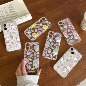 Kitty Cat Paw Protect Phone Case Transparent Full Cover Cute Cartoon Design for  15Plus 16ProMax 13Mini 12 XR Popular Net Red