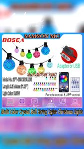 BOSCA LED Smart Multi Color Crystal Ball Light String Lights 25 Bulbs 9.5 M Christmas Lights Remote APP Control