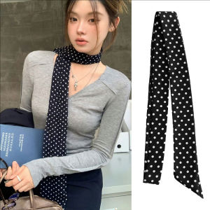 ChấM Bi thanh lịch Khăn Quàng Cổ Lụa dài mềm voan khăn quàng cổ trang trí cổ áo phong cách Hàn Quốc mặc quần áo phù hợp với thời trang tự làm nơ ruy băng