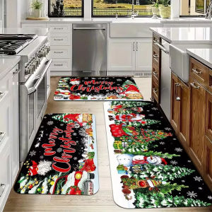 VIKAMA Giáng Sinh Ông Già Noel Thảm Chùi Chân Mềm Mại Phong Cách Hiện Đại Thảm Polyester Cho Nhà Bếp Phòng Khách Phòng Ngủ Phòng Tắm Trang Trí Nhà