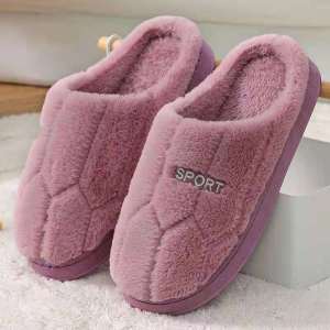 Winter Plush Slippers for Couples - Thick Sole Anti-Slip House Shoes Warm Fleece-Lined Indoor Slides for Men & Women