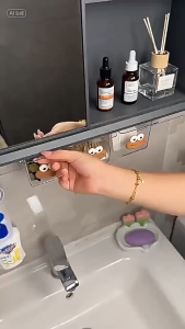 กล่องเก็บของ กล่องเก็บของแบบลิ้นชักใสสำหรับสำลีก้านและแผ่นสำลีในห้องน้ำ