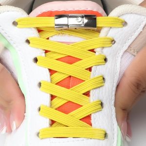1 Pair Elastic Shoelaces for Sneakers Flat Shoelaces Without Ties Press The Metal Lock Fast Security Lazy Shoe Lace Rubber Band
