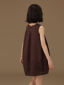 Hacikis Kids Summer New Style Retro Purple Cotton Sleeveless Vest Dress Girls Fashionable Clothing Childrens Pure Cotton Dress