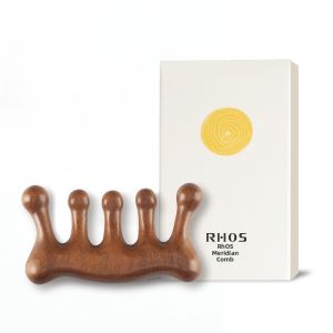 RHOS | Tamanu Wood Scalp Massager Comb For Meridian Activation Head Therapy Facial And Scalp Care Large Teeth