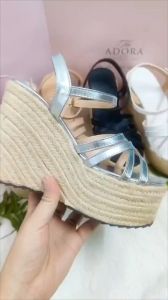 Giày sandal nữ đế xuồng cao 12cm đúp trước cao 5cmsize từ 34 đến 40 giày nhẹ dễ mang đi tiệc đám cưới giày cô dâu