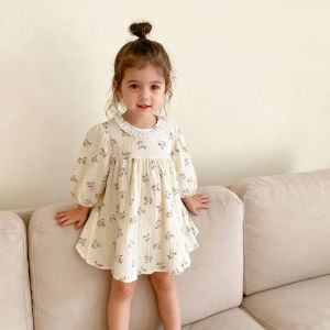 New Autumn Kids Baby Girls Sweet Dress Long Sleeve Flower Printing Princess Dress Casual Baby Girls Dress Children Clothes Dress