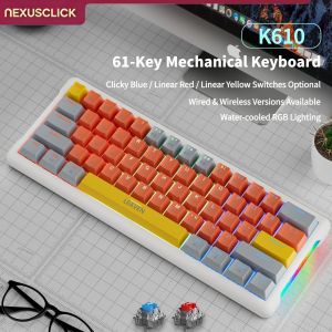 NexusClick RGB Backlit Stylish Esports Mechanical Keyboard61 Keys Red Switch Hot Swappable60% Mini Gaming Keycaps for Computer