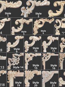 French Carved Wood American Style Corner Flower European Background Wall Decor Dongyang Wood Carving Accessories Wood Flower Wood Decal