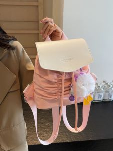 Casual  Small Backpack for Girls Unique Design Drawstring Versatile Leisure Backpack Commuter Style Polyester Lining