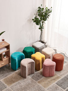 Nordic Style Soft Surface Small Stool Trendy Home Use Sofa Stool Simple Entrance Shoe Stool Creative Living Room Fabric Stool