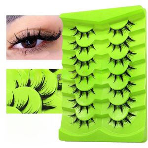 ขนตาปลอมปลายแหลมแบบการ์ตูน 7 คู่ ขนตาแบบเปียก เหมาะสำหรับการต่อขนตาแบบธรรมชาติสไตล์แคทอาย คอสเพลย์