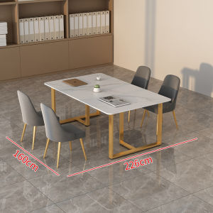 Scandinavian Stone Plate Conference Table Business Negotiation Small Conference Room Office Long Table White Workbench Table and Chair Combination