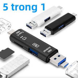 Đầu Đọc Thẻ Đa Năng 5 Trong 1 Loại C USB 2.0 Đầu Đọc Thẻ Nhớ Tốc Độ Cao Cho Laptop Điện Thoại Thông Minh - TF SD Micro SD USBOTG