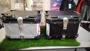 EMS ADVENTURE Aluminium Top Box 45L Black Silver with Universal Plate