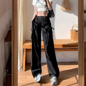 กางเกงทำงานแบบ Paratrooper American สำหรับผู้หญิง ฤดูร้อนบาง 2025 ใหม่ หลวม ลำลอง แห้งเร็ว กางเกงขายาวทรงหลวมสำหรับผู้หญิง