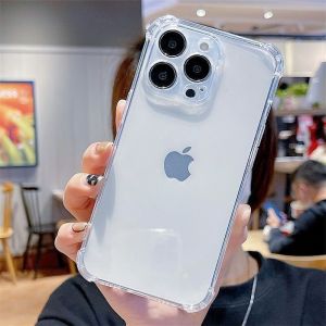 Transparent Silicone Phone Case for 16 13/15 Full Cover Max Anti-Fall 14ProMax Airbag 11/12 Men X/XR/7/8Plus Protection