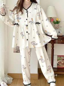 Pure Cotton Airy Maternity Nightgown Set Spring Autumn Pure Cotton Autumn Winter Style Postpartum Nursing Sleepwear for Women