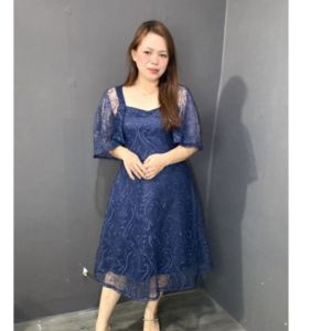 FOTO ASLI REAL PIC DRESS LEVIA TILE MUTIARA KOMBY SATIN ADA 3 SIZE MLXL DRESS PESTA NATAL/DRESS KONDANGAN DI JAMIN REAL PIC