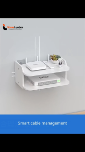 No Drill WIFI Router Shelf Rak Dinding Tanpa Tebuk Cable Organizer 2 Tier Storage White