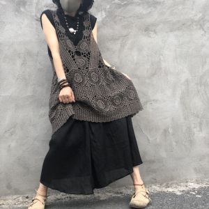 Váy Ba Lỗ Gile Dệt Kim Sản Phẩm Mới Thu Đông 2023 Nữ Không Tay Đục Lỗ Dài Vừa Phiên Bản A Hàng Châu Âu Cổ Điển Nghệ Thuật Cỡ Lớn