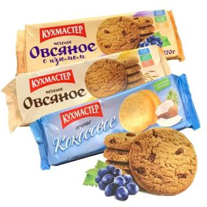 Russian Original Import Cream Crispy Biscuits Coconut Milk Fragrant Oatmeal Raisin Chocolate Cookies Biscuits 270G