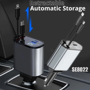 Retractable Car Charger 4 in1 Fast Car Phone Charger
