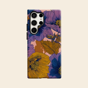 BILIBILI | Vintage Purple Floral Print Luxury Fashion Full Lens Protective Case for Samsung Galaxy S26 S25 S24 A56 A36 Plus Ultra