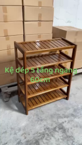 Kệ dép gỗ cao su 5 tầng ngang 60cm - Hàng lắp ráp - Ori House đa năng tiện dụng kệ gỗ Kitchen Nhà Bếp
