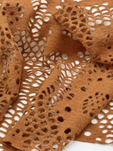 Vải Len Dệt Kim Thiết Kế Màu Cam Nâu Rỗng Cho Váy Mùa Thu Đông Vải May Vá Chuyên Nghiệp Vải Thủ Công Vải Len Nguyên Bản