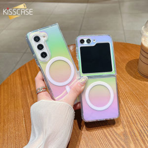 KISSCASE Luxury Gradient Clear Folding Phone Case For Samsung Galaxy Z Fold 6 5 4 3 5G Magsafe Wireless Charging Transparent Hard PC Anti-fall Shockproof Back Cover For Galaxy Z Flip 6 5 4 3 5G