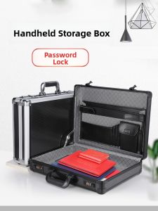 Portable Aluminum Alloy Password Handheld Suitcase Document Storage Business Briefcase Household Lockable Insurance Box