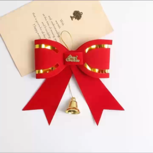 Christmas Red Bow Velvet Christmas Seasonal decoration Big red bow with bell Christmas gift bow HIEM