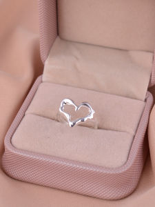 925 Sterling Silver Unique Design Lava Heart Ring Irregular Simple High-End Sensation Fashionable Jewelry for Women