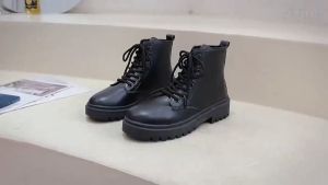 รองเท้าบูทหุ้มข้อ รองเท้าบูทแฟชั่น รองเท้าบูทมาร์ตินสีดำ รองเท้าบูทผู้หญิง รองเท้าบูทใหม่ พื้นหนา รองเท้าบูทส้นหนา