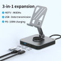 USB-C Stand Docking Station Tablet/Phone Folding Stand with 4K HDMI,PD 100W,USB 2.0 Ports for iPad Pro/Air iPhone 15 Switch Mac. 