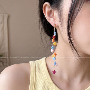 PINK EMPRESS | Colorful Dopamine Style Star Fringe Earrings