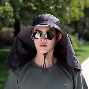 WRELS | Outdoor Sun Hat Breathable Anti-UV Neck Protection Face Cover Fishing Cap Wide Brim Removable Sunshade Hiking Camping Hat
