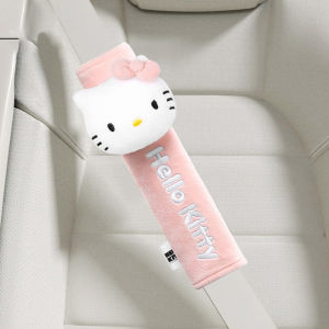 Full Set Hellokitty Car Safety Belt Shoulder Protector Cover Cute Anti-strangulation Vehicle Seatbelt Safety Car Protection Cover