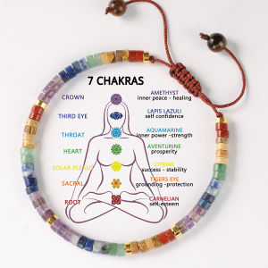 Bead Chakra Bracelet 7 Chakras Crystals Bracelet for Women Yoga Stone Beads Braclet Meditation Relax Anxiety Bangle purple Gift
