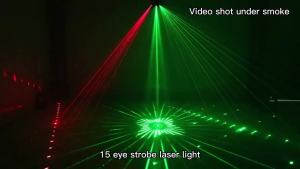 HCWE 15 eyes RGB Pattern Laser Light DMX Remote Control Plug In Powered Beam Projector For Indoor Bar Nightclub Party Shows