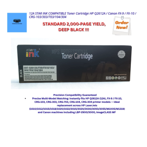 12A STAR INK COMPATIBLE Toner Cartridge HP Q2612A / Canon FX‑9 / FX‑10 / CRG‑103/303/703/104/304