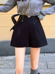 High Waist Asymmetric Suit Shorts Womens Autumn Winter Large Size Outerwear A-Line Wide Leg Pants Fashionable Boot Pants