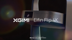 XGIMI Elfin Flip 4K Triple Laser Projector|1600 ISO Lumens Daylight View Native 4K Optical Zoom Google TV Netflix Harman Kardon Ceiling & Outdoor Projection